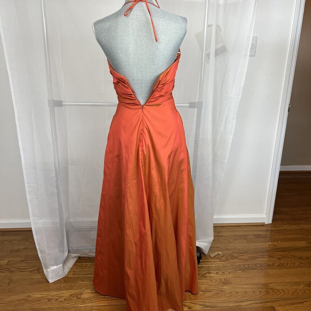 Vintage 80s Jim Hjelm silk iridescent midi dress halter neck retro Small summer - Picture 8 of 10